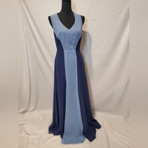 Reiss evening Maxi Dress, Navy & sky blue, Size (8)
